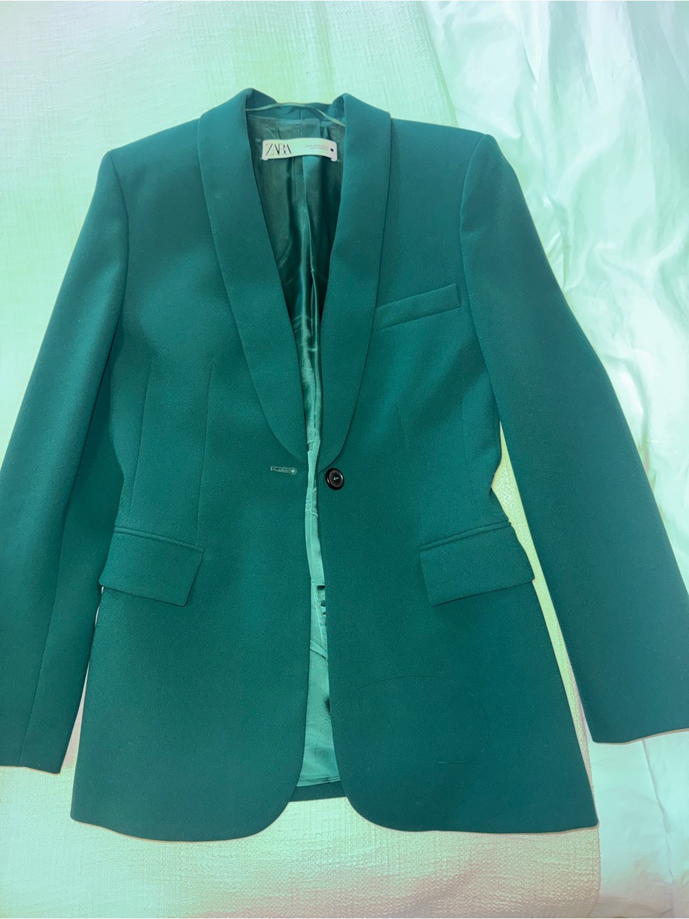 ZARA Teal Green Single-Button Blazer